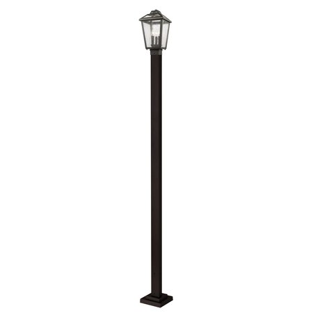 Z-LITE Bayland 3 Light Outdoor Post Light, Oil Rubbed Bronze And Clear Seedy 539PHMS-536P-ORB